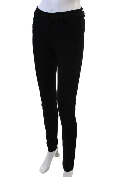 Athleta Womens Textured Lined Zip Button Slim Leg Casual Pants Black Size 0