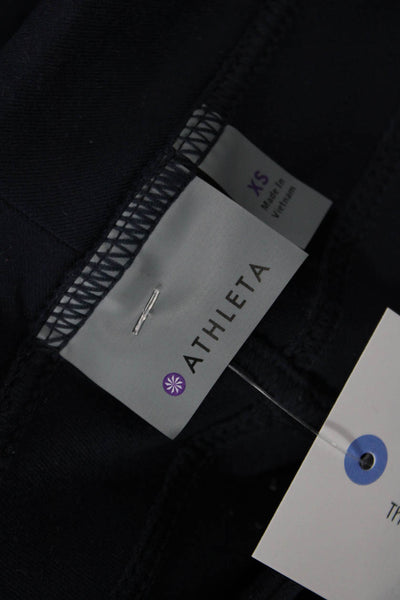 Athleta Womens Textured Lined High Waisted Slim Casual Leggings Navy Size XS