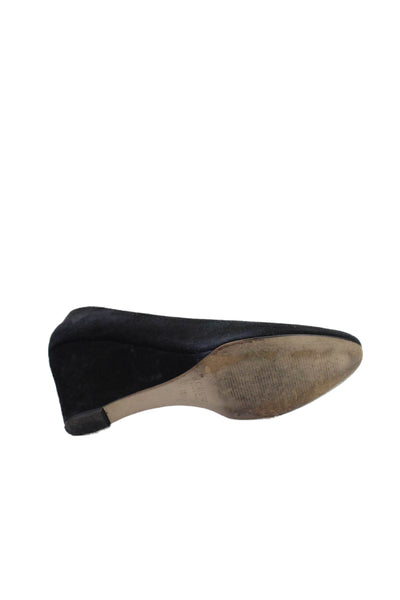 J Crew Womens Suede Closed Toe Wedge Heels Black Size 9.5