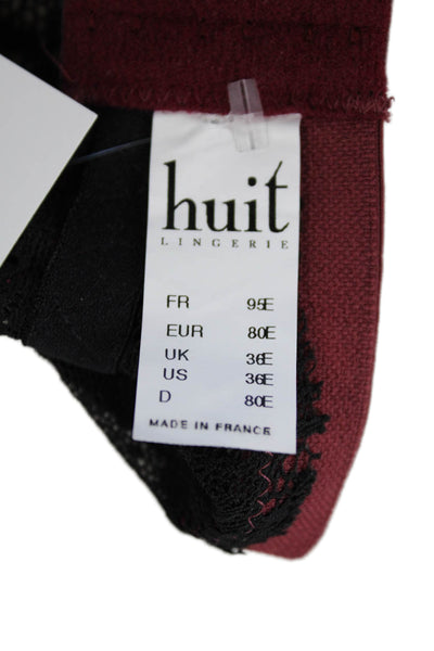 Huit Lingerie Womens Bow Accent Contrast Lace Underwired Bra Black Size 36E