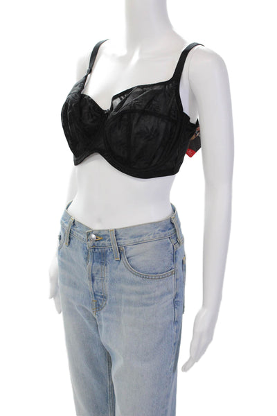 Panache Womens Embroidered Sheer Cup Detail Underwire Bra Black Size 40DD