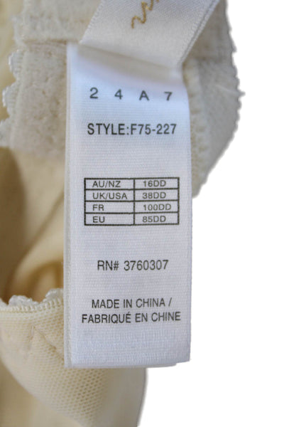 Fayreform Womens Floral Embroidered Rose Accent Underwire Bra White Size 38DD