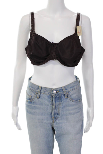 Simone Perele Womens Embroidered Detail Bow Accent Underwire Bra Brown Size 42C