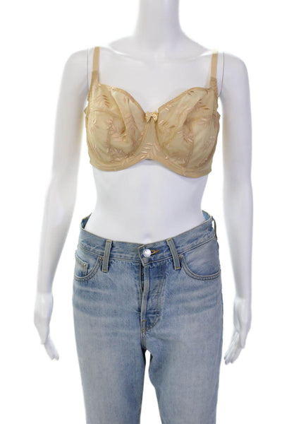 Panache Womens Embroidered Sheer Cup Detail Underwire Bra Solid Beige Size 40D