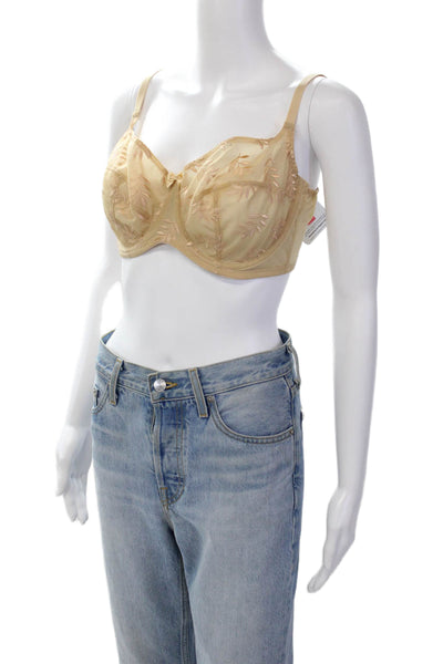 Panache Womens Embroidered Sheer Cup Detail Underwire Bra Solid Beige Size 40D