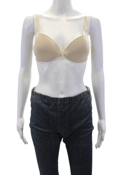 Huit Womens Ajustable Straps Underwire Full Coverage Bra Set Black Beige Size 34