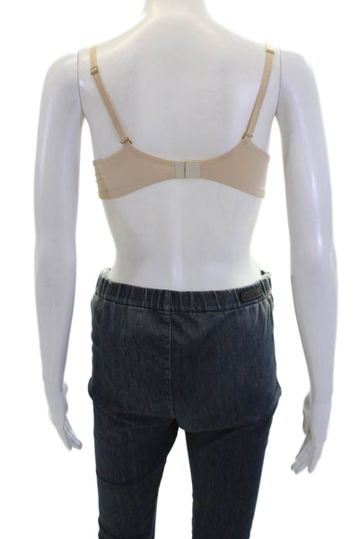 Huit Womens Ajustable Straps Underwire Full Coverage Bra Set Black Beige Size 34