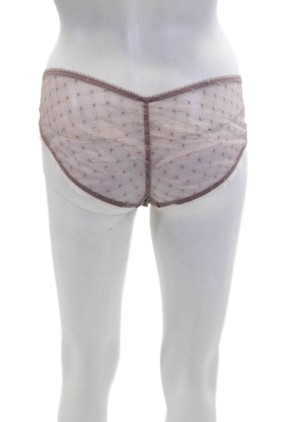Fayreform Women's Lace Trim Bow Sheer Cheeky Panty Set Black Purple Size L