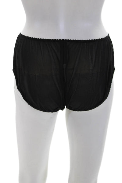 Fayreform Women's Lace Trim Bow Sheer Cheeky Panty Set Black Purple Size L
