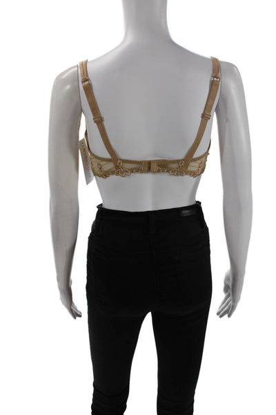 Simone Perele Womens Textured Wired Lace Push Up Super Bra Nude Size 36E