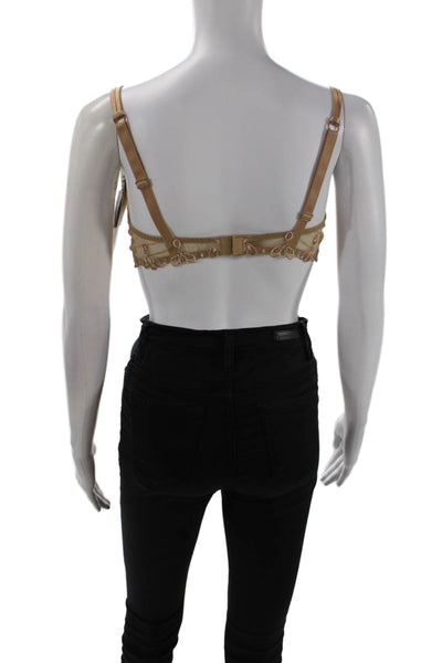 Simone Perele Womens Textured Bow Front Cupped Push Up Bra Nude Size 36E