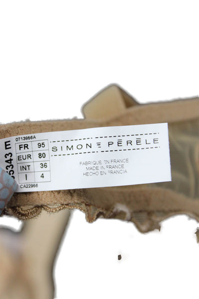 Simone Perele Womens Textured Bow Front Cupped Push Up Bra Nude Size 36E