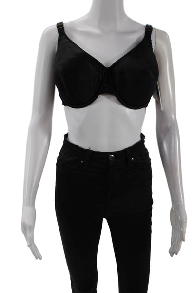 Fayreform Womens Textured Lace Trim Push Up Wired Clasp Adjustable Bra Black Siz