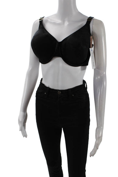 Fayreform Womens Textured Lace Trim Push Up Wired Clasp Adjustable Bra Black Siz