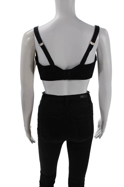 Fayreform Womens Textured Lace Trim Push Up Wired Clasp Adjustable Bra Black Siz