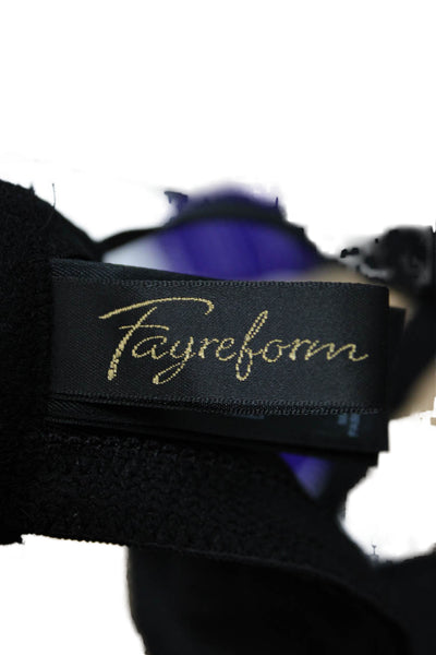 Fayreform Womens Textured Lace Trim Push Up Wired Clasp Adjustable Bra Black Siz