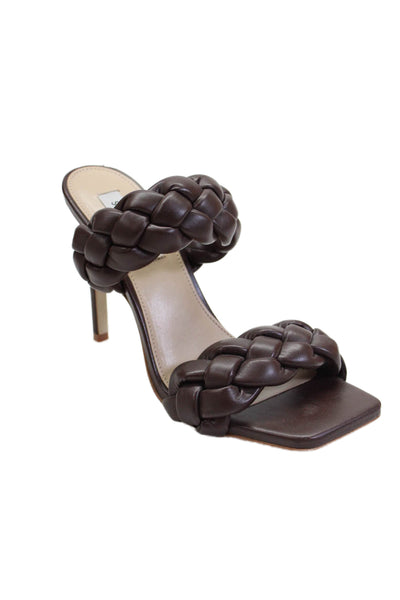 Steve Madden Womens Vegan Leather Double Strap Slide On Sandals Brown Size 9.5M