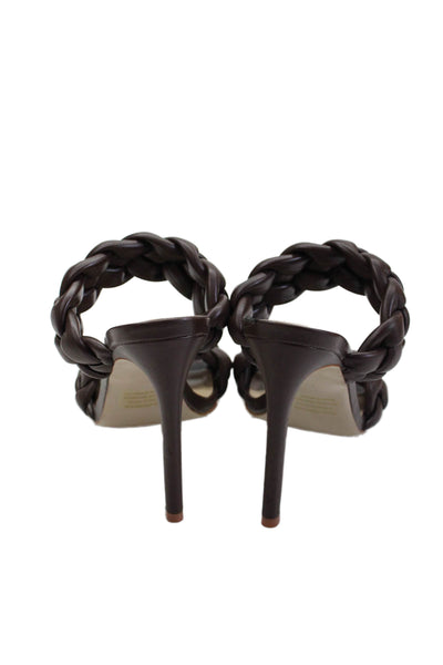 Steve Madden Womens Vegan Leather Double Strap Slide On Sandals Brown Size 9.5M