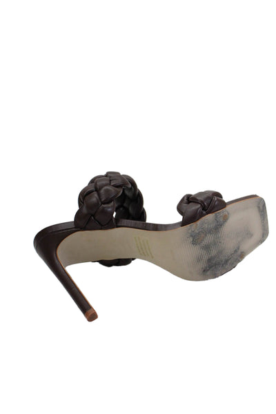 Steve Madden Womens Vegan Leather Double Strap Slide On Sandals Brown Size 9.5M
