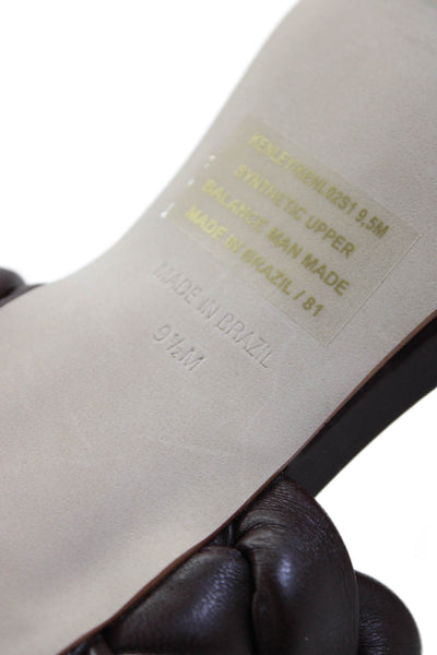 Steve Madden Womens Vegan Leather Double Strap Slide On Sandals Brown Size 9.5M