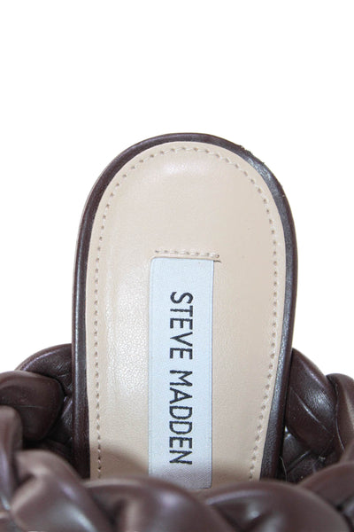 Steve Madden Womens Vegan Leather Double Strap Slide On Sandals Brown Size 9.5M