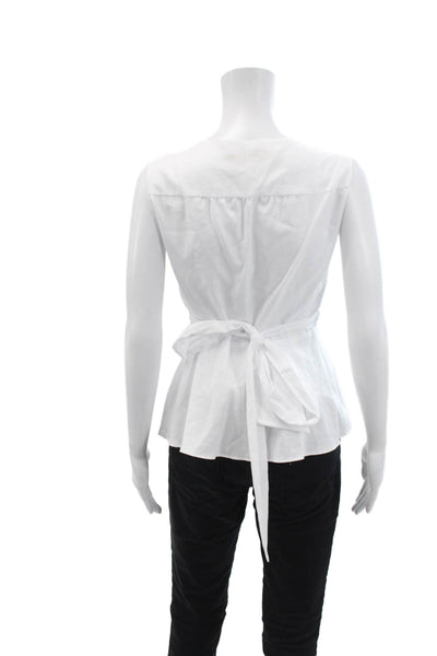 Shannon Mclean Womens Sleeveless Flare Hem Wrap Blouse Top White Size M