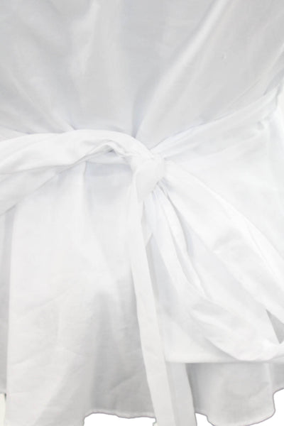 Shannon Mclean Womens Sleeveless Flare Hem Wrap Blouse Top White Size M