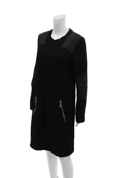 Marc By Marc Jacobs Womens Long Sleeve Zipper Detail Shift Dress Black Size L