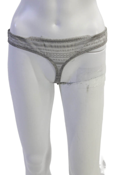 Princesse Tam Tam Womens Lace Trim Bow Detail Thong Underwear Gray Size T3