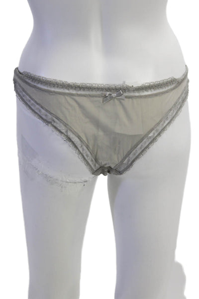 Princesse Tam Tam Womens Lace Trim Bow Detail Thong Underwear Gray Size T3