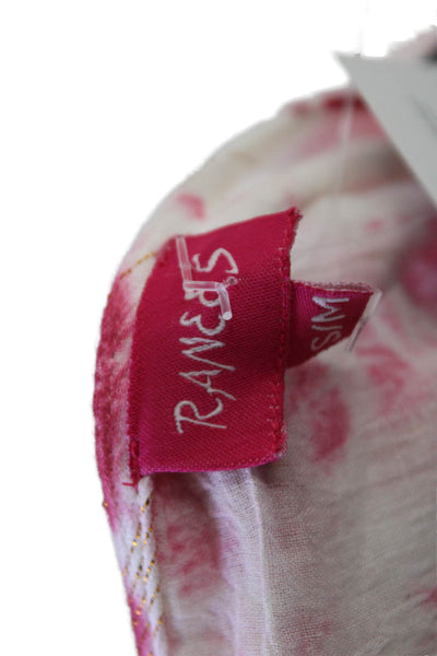Ranees Women's Long Sleeves Wrap Long Dress Pink White Tie Dye Size S/M