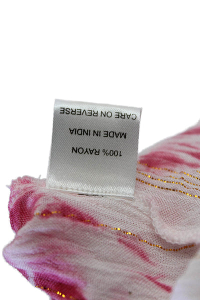 Ranees Women's Long Sleeves Wrap Long Dress Pink White Tie Dye Size S/M