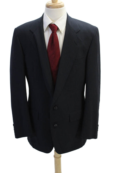 Hart Schaffner Marx Men's Long Sleeve Two Button Pinstriped Jacket Blue Size 42