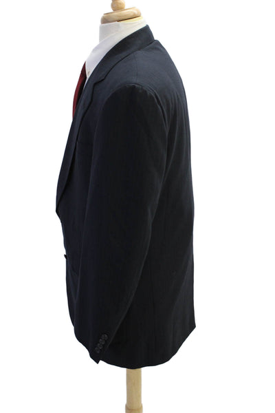 Hart Schaffner Marx Men's Long Sleeve Two Button Pinstriped Jacket Blue Size 42