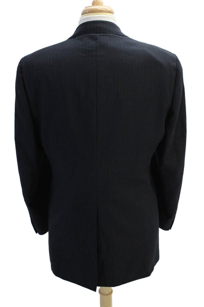 Hart Schaffner Marx Men's Long Sleeve Two Button Pinstriped Jacket Blue Size 42