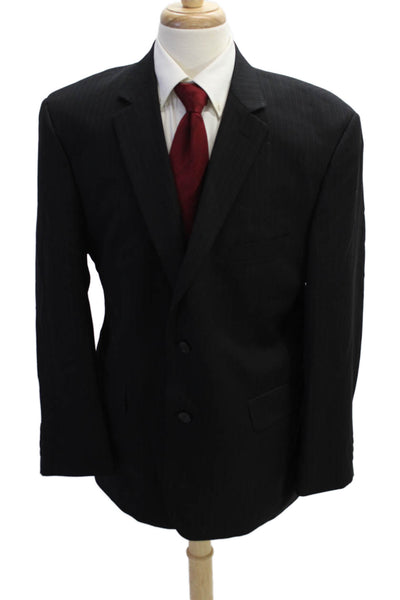 Pronto Uomo Men's Long Sleeves Lined Two Button Blazer Jacket Striped Size 48