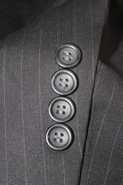 Pronto Uomo Men's Long Sleeves Lined Two Button Blazer Jacket Striped Size 48