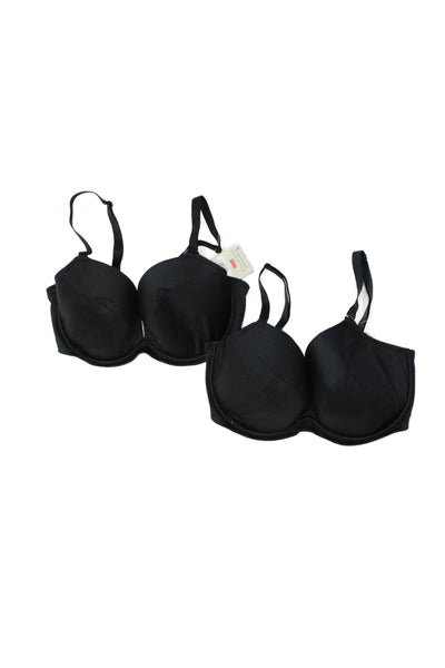 Panache Womens Cotton Clasp Adjustable Wired Push Up Bra Set Black Size 38D 38F