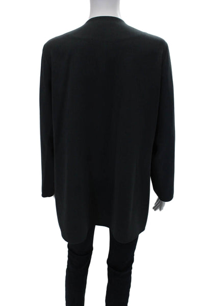 Emmelle Womens Textured Long Sleeve Lined Open Front Blouse Gray Size S