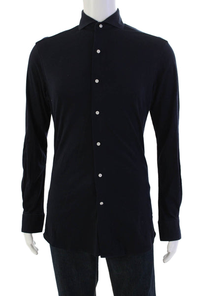 Boggi Mens Cotton Collared Long Sleeve Button Down Dress Shirt Blue Size S