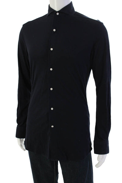 Boggi Mens Cotton Collared Long Sleeve Button Down Dress Shirt Blue Size S