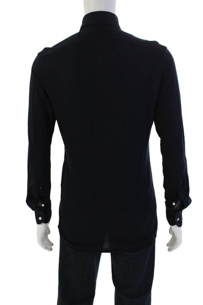 Boggi Mens Cotton Collared Long Sleeve Button Down Dress Shirt Blue Size S