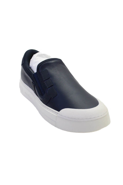 Salvatore Ferragamo Mens Leather Slide On Sneakers Marine Blue Size 6 Medium