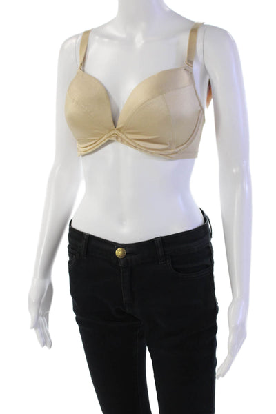 Panache Womens Removable Strap Satin Molded Cup Underwire Bra Beige Size 32E