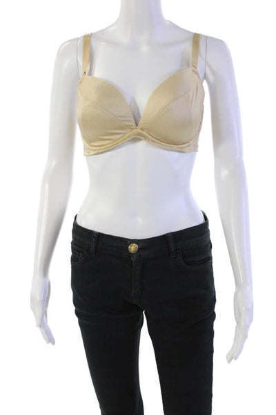 Panache Womens Satin Molded Cup Underwired Removable Strap Bra Beige Size 32DD
