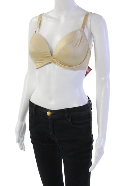 Panache Womens Satin Molded Cup Underwired Removable Strap Bra Beige Size 32DD
