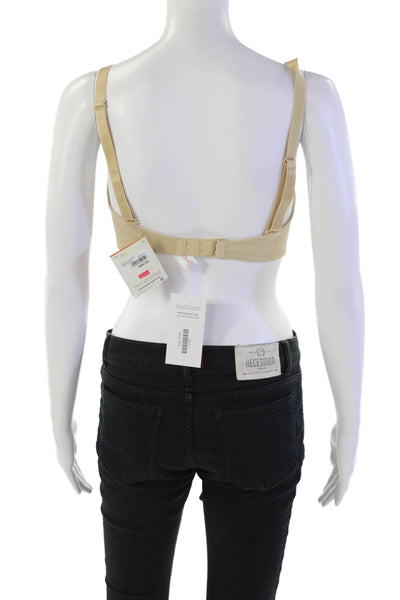 Panache Womens Satin Molded Cup Underwired Removable Strap Bra Beige Size 32DD