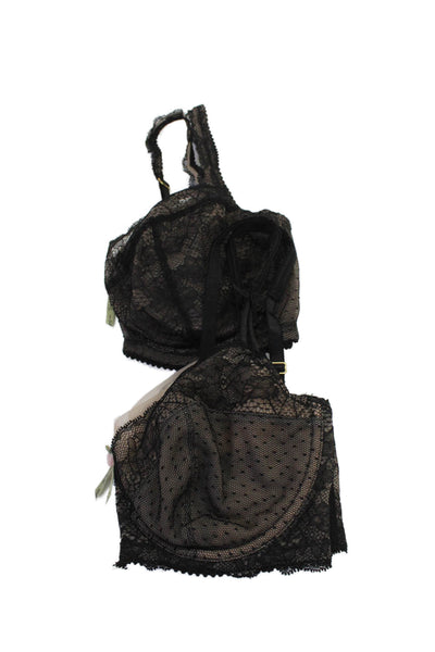 Fayre Form Womens Lace Underwired Balconette Bras Set Black Size 32E