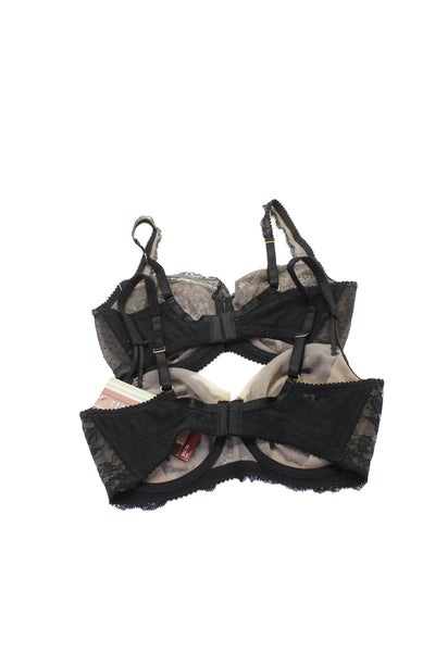 Fayre Form Womens Lace Underwired Balconette Bras Set Black Size 32E