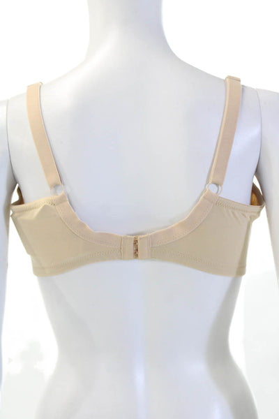 Panache Womens Sheer Embroidered Panel Detail Rose Accent Bra Beige Size 38F
